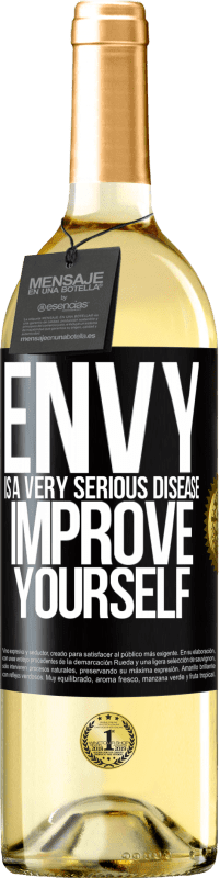 29,95 € Free Shipping | White Wine WHITE Edition Envy is a very serious disease, improve yourself Black Label. Customizable label Young wine Harvest 2025 Verdejo
