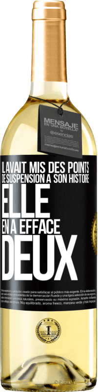 29,95 € | Vin blanc Édition WHITE Il avait mis des points de suspension à son histoire, elle en a effacé deux Étiquette Noire. Étiquette personnalisable Vin jeune Récolte 2024 Verdejo