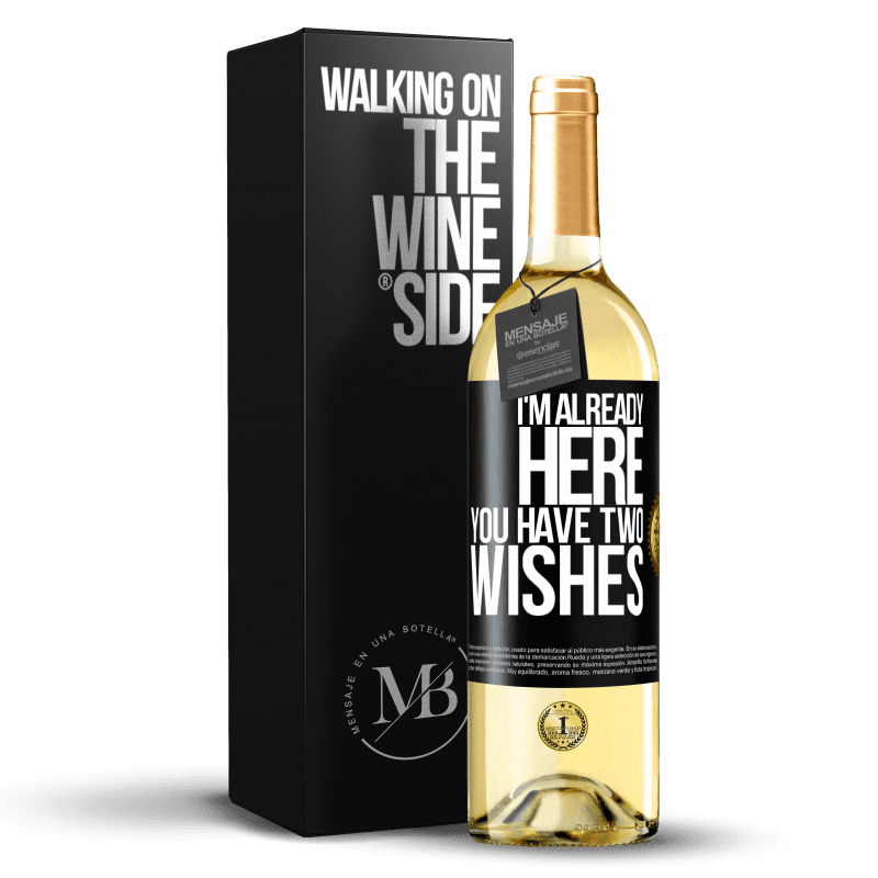 29,95 € 送料無料 | 白ワイン WHITEエディション 私はここにいますあなたには二つの願いがあります ブラックラベル. カスタマイズ可能なラベル 若いワイン 収穫 2023 Verdejo