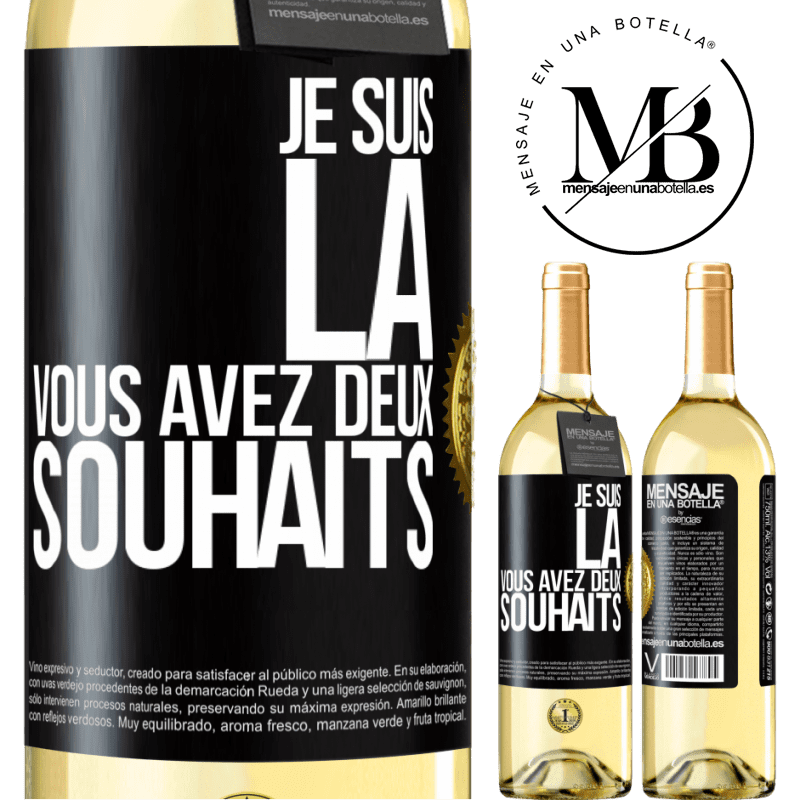 29,95 € Envoi gratuit | Vin blanc Édition WHITE Je suis là. Il ne te reste plus que deux voeux Étiquette Noire. Étiquette personnalisable Vin jeune Récolte 2024 Verdejo