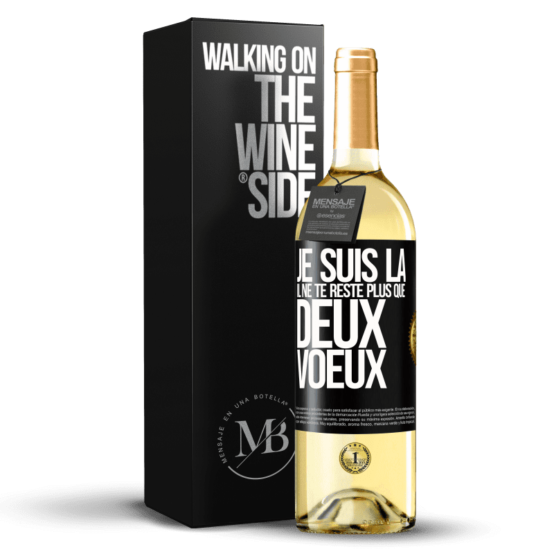 29,95 € Envoi gratuit | Vin blanc Édition WHITE Je suis là. Il ne te reste plus que deux voeux Étiquette Noire. Étiquette personnalisable Vin jeune Récolte 2024 Verdejo