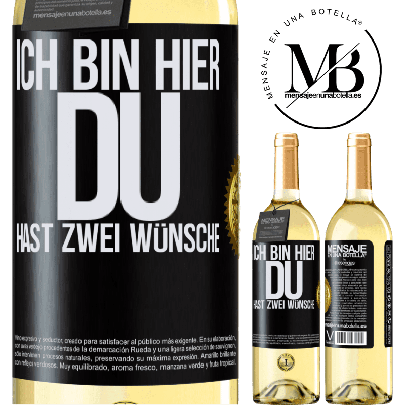 29,95 € Kostenloser Versand | Weißwein WHITE Ausgabe Ich bin hier. Du hast zwei Wünsche Schwarzes Etikett. Anpassbares Etikett Junger Wein Ernte 2025 Verdejo