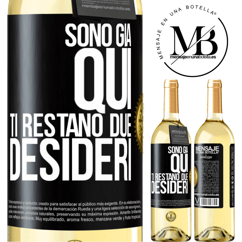 29,95 € Spedizione Gratuita | Vino bianco Edizione WHITE Sono già qui. Ti restano due desideri Etichetta Nera. Etichetta personalizzabile Vino giovane Raccogliere 2024 Verdejo