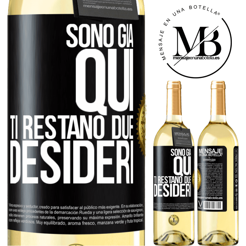 29,95 € Spedizione Gratuita | Vino bianco Edizione WHITE Sono già qui. Ti restano due desideri Etichetta Nera. Etichetta personalizzabile Vino giovane Raccogliere 2025 Verdejo
