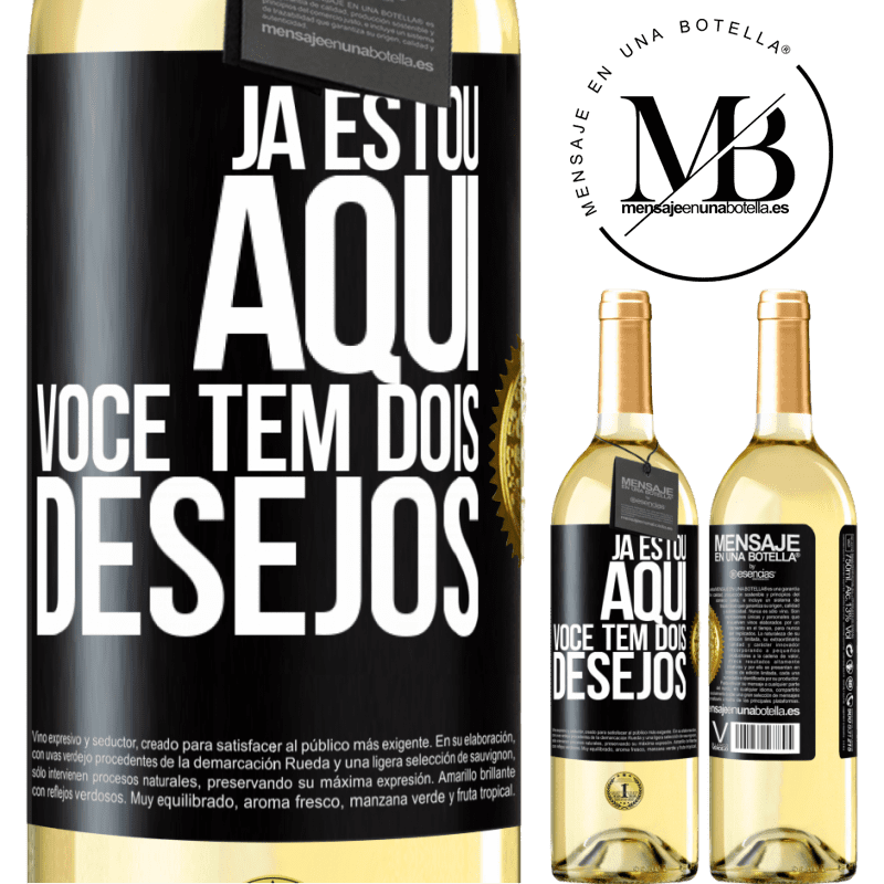 29,95 € Envio grátis | Vinho branco Edição WHITE Já estou aqui. Você tem dois desejos Etiqueta Preta. Etiqueta personalizável Vinho jovem Colheita 2024 Verdejo