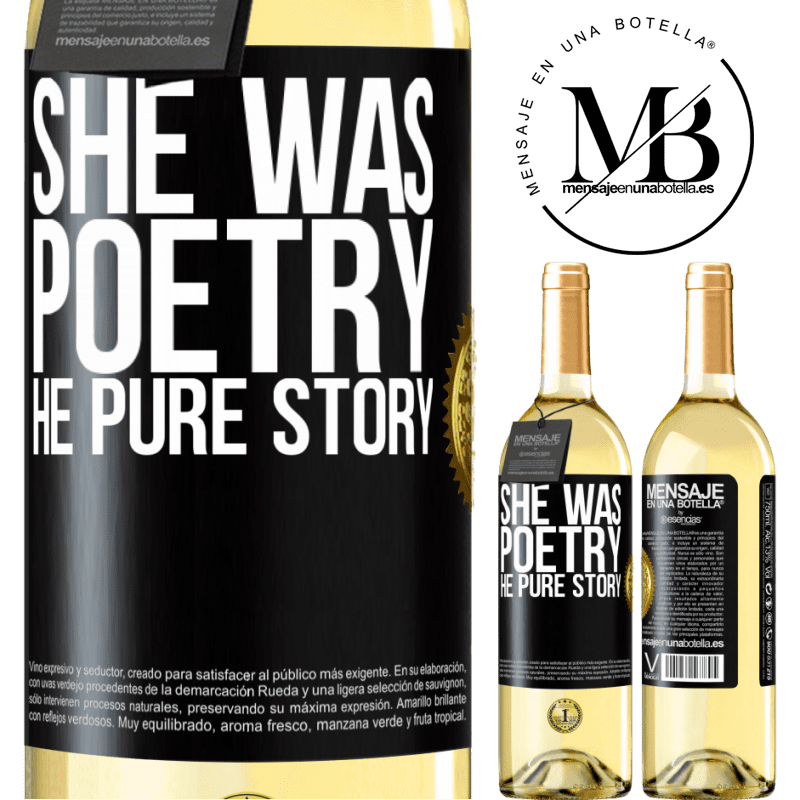29,95 € Free Shipping | White Wine WHITE Edition She was poetry, he pure story Black Label. Customizable label Young wine Harvest 2022 Verdejo