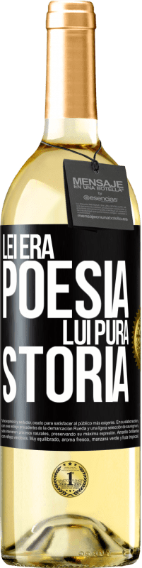 29,95 € Spedizione Gratuita | Vino bianco Edizione WHITE Lei era poesia, lui pura storia Etichetta Nera. Etichetta personalizzabile Vino giovane Raccogliere 2025 Verdejo