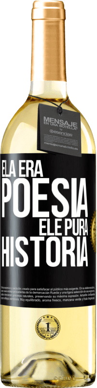 29,95 € | Vinho branco Edição WHITE Ela era poesia, ele pura história Etiqueta Preta. Etiqueta personalizável Vinho jovem Colheita 2024 Verdejo