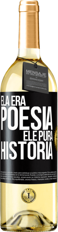 29,95 € | Vinho branco Edição WHITE Ela era poesia, ele pura história Etiqueta Preta. Etiqueta personalizável Vinho jovem Colheita 2025 Verdejo