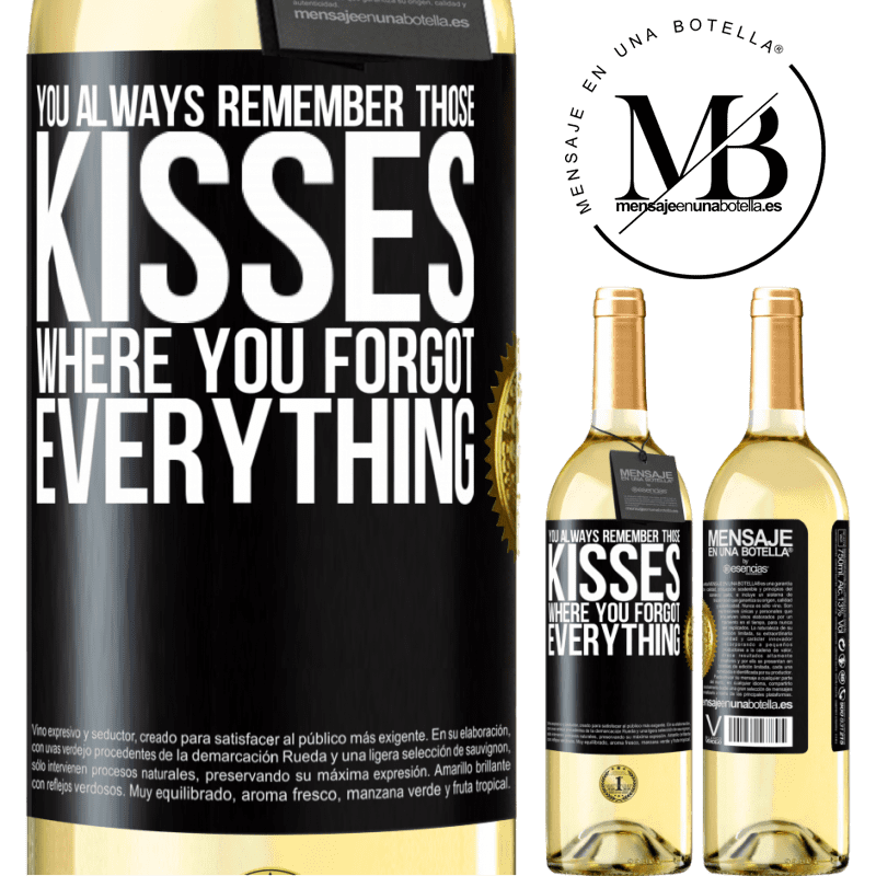 29,95 € Free Shipping | White Wine WHITE Edition You always remember those kisses where you forgot everything Black Label. Customizable label Young wine Harvest 2022 Verdejo