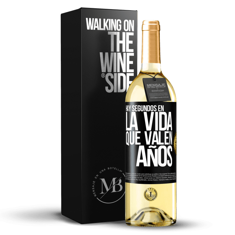 29,95 € Envío gratis | Vino Blanco Edición WHITE Hay segundos en la vida que valen años Etiqueta Negra. Etiqueta personalizable Vino joven Cosecha 2025 Verdejo