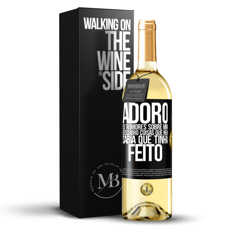 29,95 € Envio grátis | Vinho branco Edição WHITE Adoro os rumores sobre mim, descubro coisas que nem sabia que tinha feito Etiqueta Preta. Etiqueta personalizável Vinho jovem Colheita 2025 Verdejo