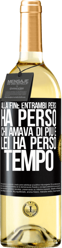 29,95 € | Vino bianco Edizione WHITE Alla fine, entrambi persi. Ha perso chi amava di più e lei ha perso tempo Etichetta Nera. Etichetta personalizzabile Vino giovane Raccogliere 2024 Verdejo