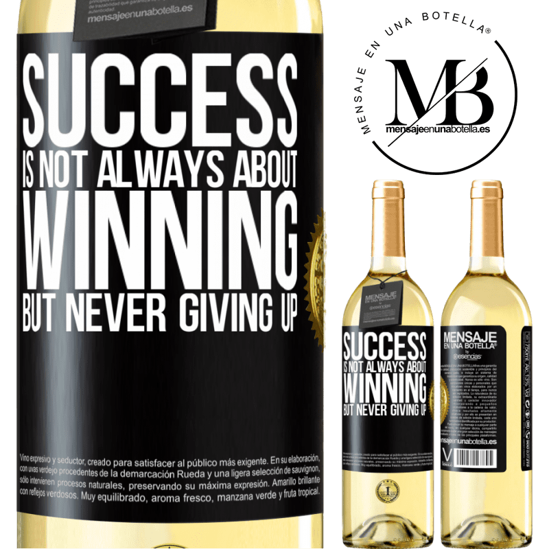 29,95 € Free Shipping | White Wine WHITE Edition Success is not always about winning, but never giving up Black Label. Customizable label Young wine Harvest 2022 Verdejo
