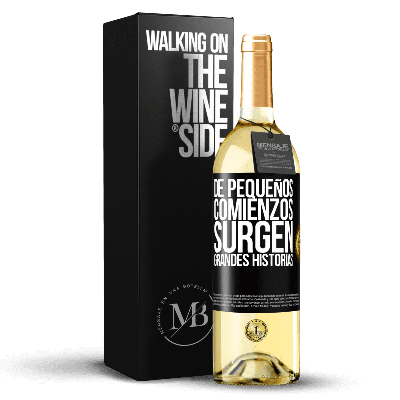 29,95 € Envío gratis | Vino Blanco Edición WHITE De pequeños comienzos surgen grandes historias Etiqueta Negra. Etiqueta personalizable Vino joven Cosecha 2024 Verdejo