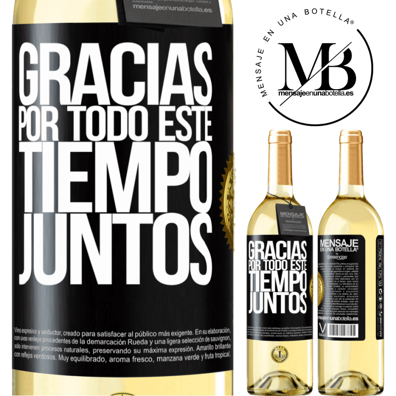 29,95 € Envío gratis | Vino Blanco Edición WHITE Gracias por todo este tiempo juntos Etiqueta Negra. Etiqueta personalizable Vino joven Cosecha 2023 Verdejo