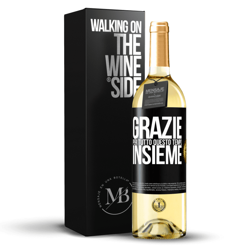 29,95 € Spedizione Gratuita | Vino bianco Edizione WHITE Grazie per tutto questo tempo insieme Etichetta Nera. Etichetta personalizzabile Vino giovane Raccogliere 2024 Verdejo