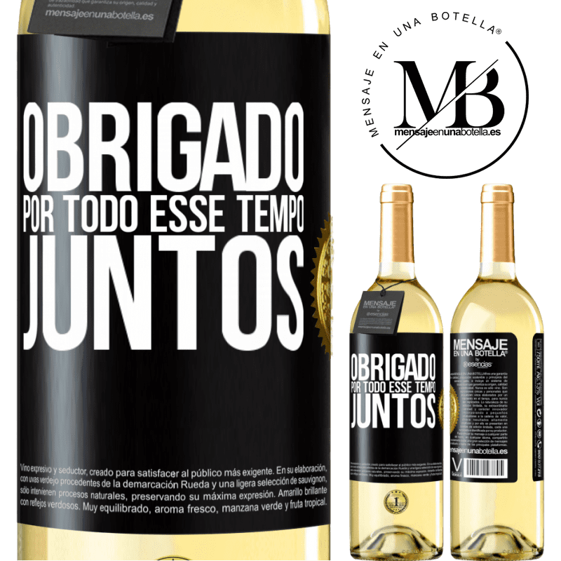 29,95 € Envio grátis | Vinho branco Edição WHITE Obrigado por todo esse tempo juntos Etiqueta Preta. Etiqueta personalizável Vinho jovem Colheita 2023 Verdejo