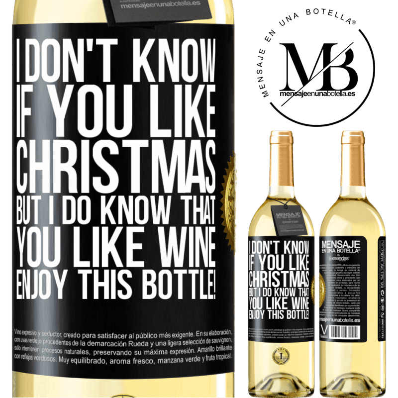 29,95 € Free Shipping | White Wine WHITE Edition I don't know if you like Christmas, but I do know that you like wine. Enjoy this bottle! Black Label. Customizable label Young wine Harvest 2022 Verdejo
