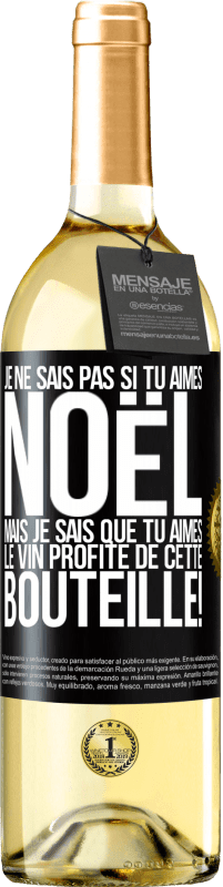 29,95 € | Vin blanc Édition WHITE Je ne sais pas si tu aimes Noël mais je sais que tu aimes le vin. Profite de cette bouteille! Étiquette Noire. Étiquette personnalisable Vin jeune Récolte 2025 Verdejo