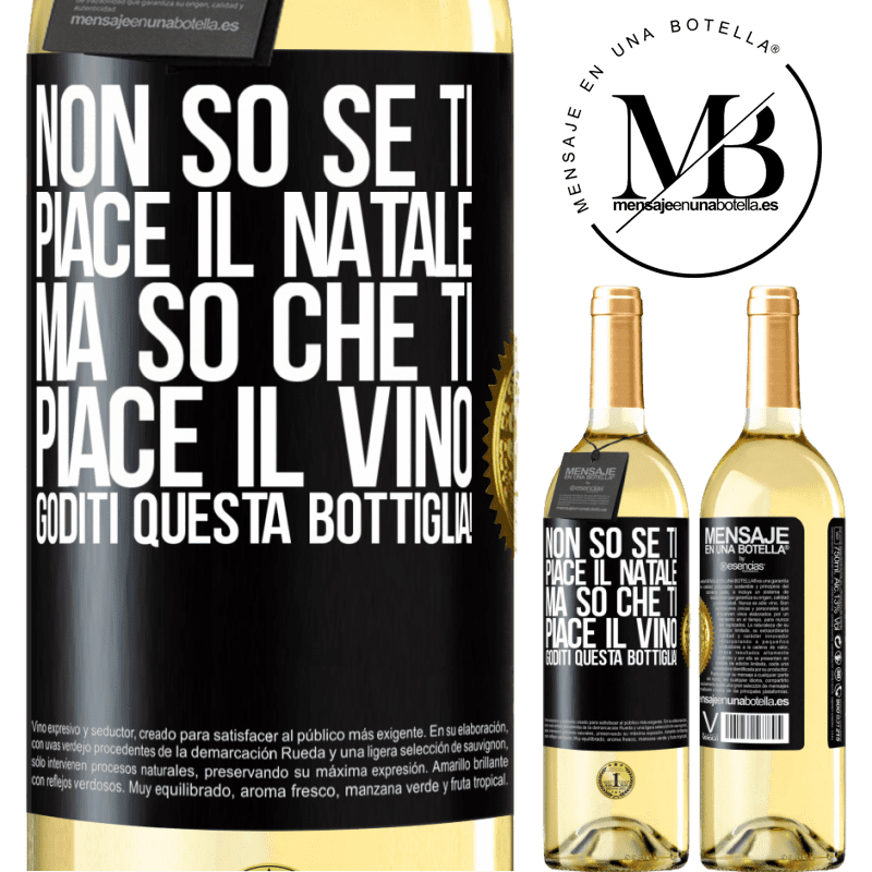 29,95 € Spedizione Gratuita | Vino bianco Edizione WHITE Non so se ti piace il Natale, ma so che ti piace il vino. Goditi questa bottiglia! Etichetta Nera. Etichetta personalizzabile Vino giovane Raccogliere 2023 Verdejo