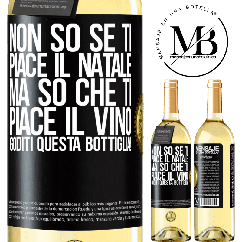 29,95 € Spedizione Gratuita | Vino bianco Edizione WHITE Non so se ti piace il Natale, ma so che ti piace il vino. Goditi questa bottiglia! Etichetta Nera. Etichetta personalizzabile Vino giovane Raccogliere 2025 Verdejo