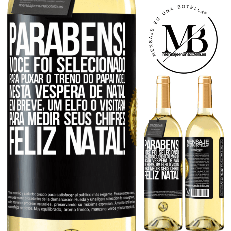 29,95 € Envio grátis | Vinho branco Edição WHITE Parabéns! Você foi selecionado para puxar o trenó do Papai Noel nesta véspera de Natal. Em breve, um elfo o visitará para Etiqueta Preta. Etiqueta personalizável Vinho jovem Colheita 2023 Verdejo