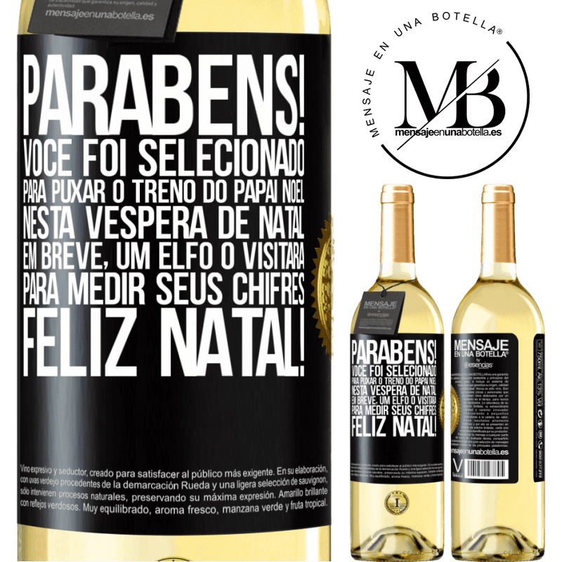 29,95 € Envio grátis | Vinho branco Edição WHITE Parabéns! Você foi selecionado para puxar o trenó do Papai Noel nesta véspera de Natal. Em breve, um elfo o visitará para Etiqueta Preta. Etiqueta personalizável Vinho jovem Colheita 2025 Verdejo