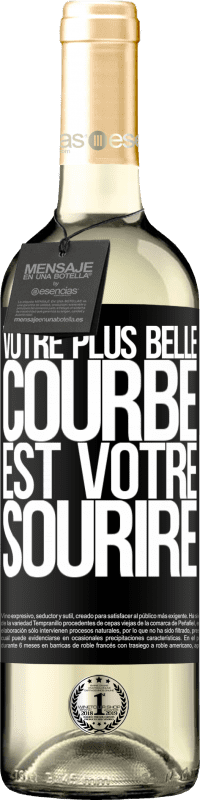 29,95 € | Vin blanc Édition WHITE Votre plus belle courbe est votre sourire Étiquette Noire. Étiquette personnalisable Vin jeune Récolte 2024 Verdejo