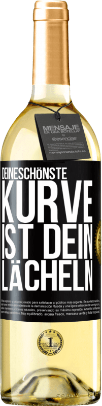 29,95 € Kostenloser Versand | Weißwein WHITE Ausgabe Deineschönste Kurve ist dein Lächeln Schwarzes Etikett. Anpassbares Etikett Junger Wein Ernte 2024 Verdejo