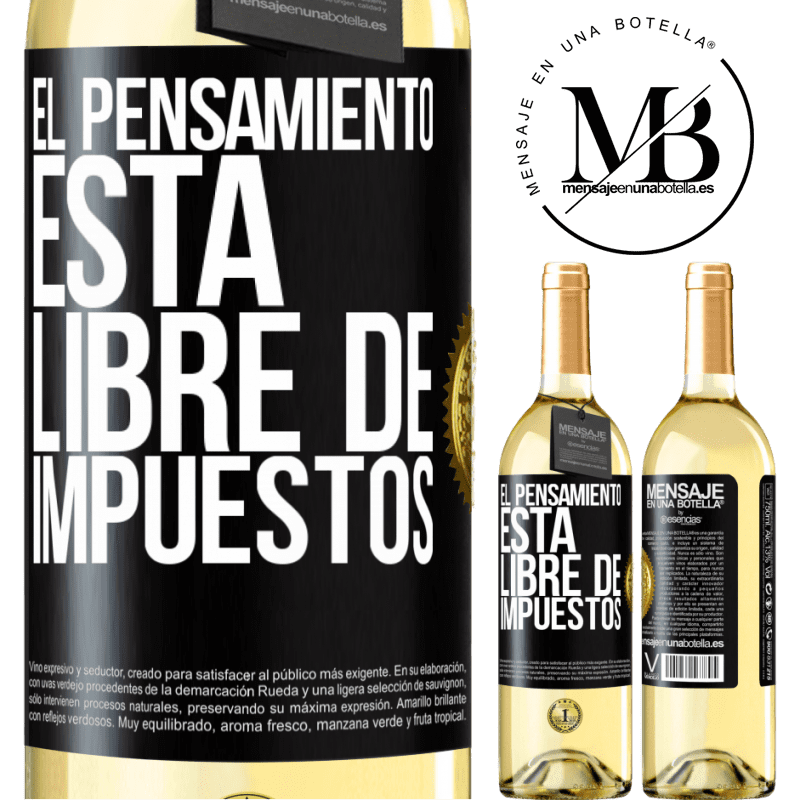 29,95 € Envío gratis | Vino Blanco Edición WHITE El pensamiento está libre de impuestos Etiqueta Negra. Etiqueta personalizable Vino joven Cosecha 2023 Verdejo