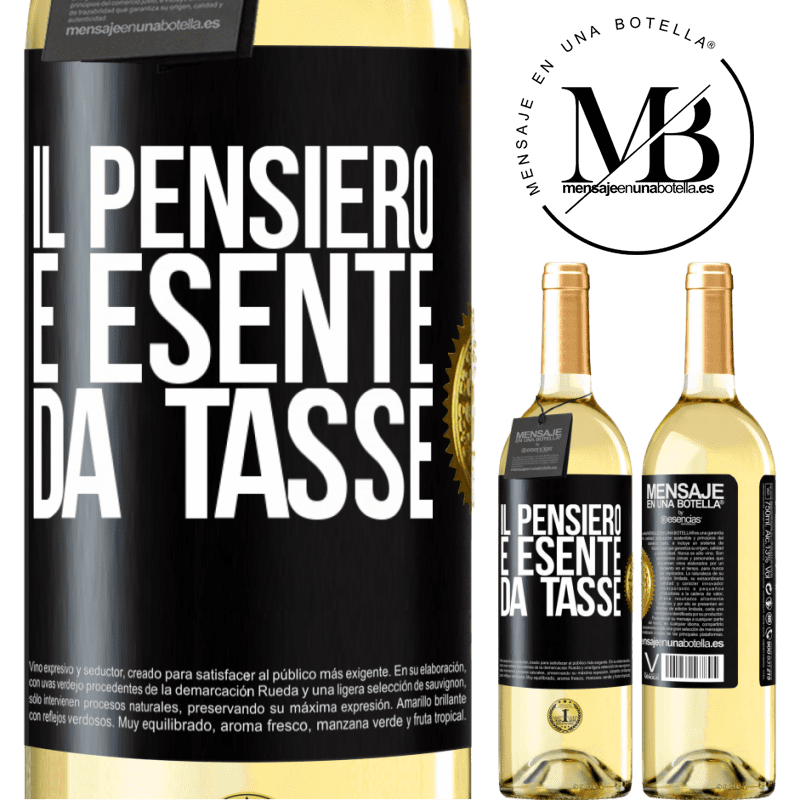 29,95 € Spedizione Gratuita | Vino bianco Edizione WHITE Il pensiero è esente da tasse Etichetta Nera. Etichetta personalizzabile Vino giovane Raccogliere 2023 Verdejo