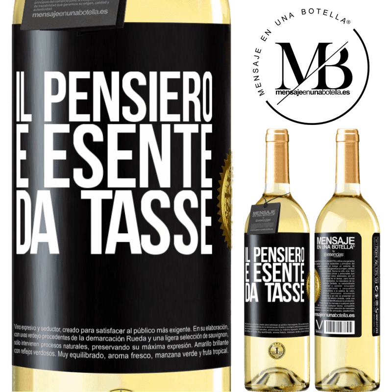 29,95 € Spedizione Gratuita | Vino bianco Edizione WHITE Il pensiero è esente da tasse Etichetta Nera. Etichetta personalizzabile Vino giovane Raccogliere 2025 Verdejo