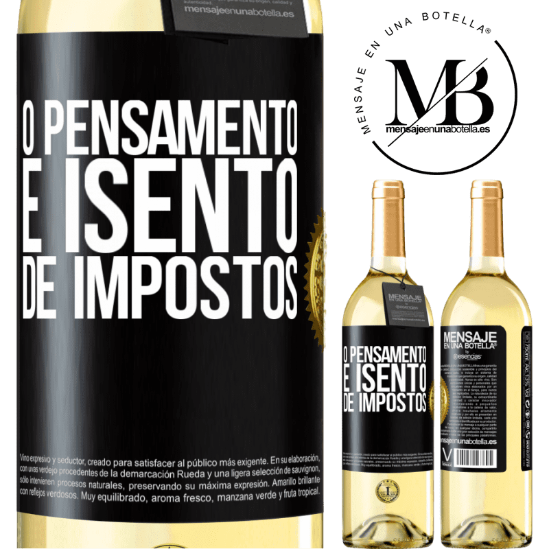 29,95 € Envio grátis | Vinho branco Edição WHITE O pensamento é isento de impostos Etiqueta Preta. Etiqueta personalizável Vinho jovem Colheita 2025 Verdejo