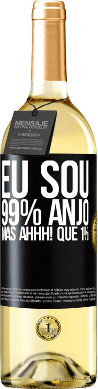 29,95 € Envio grátis | Vinho branco Edição WHITE Eu sou 99% anjo, mas ahhh! que 1% Etiqueta Preta. Etiqueta personalizável Vinho jovem Colheita 2025 Verdejo