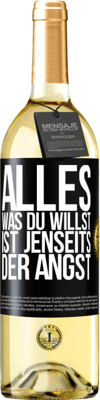 29,95 € | Weißwein WHITE Ausgabe Alles, was du willst, ist jenseits der Angst Schwarzes Etikett. Anpassbares Etikett Junger Wein Ernte 2024 Verdejo