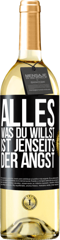 29,95 € | Weißwein WHITE Ausgabe Alles, was du willst, ist jenseits der Angst Schwarzes Etikett. Anpassbares Etikett Junger Wein Ernte 2025 Verdejo
