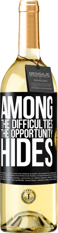 29,95 € Free Shipping | White Wine WHITE Edition Among the difficulties the opportunity hides Black Label. Customizable label Young wine Harvest 2025 Verdejo