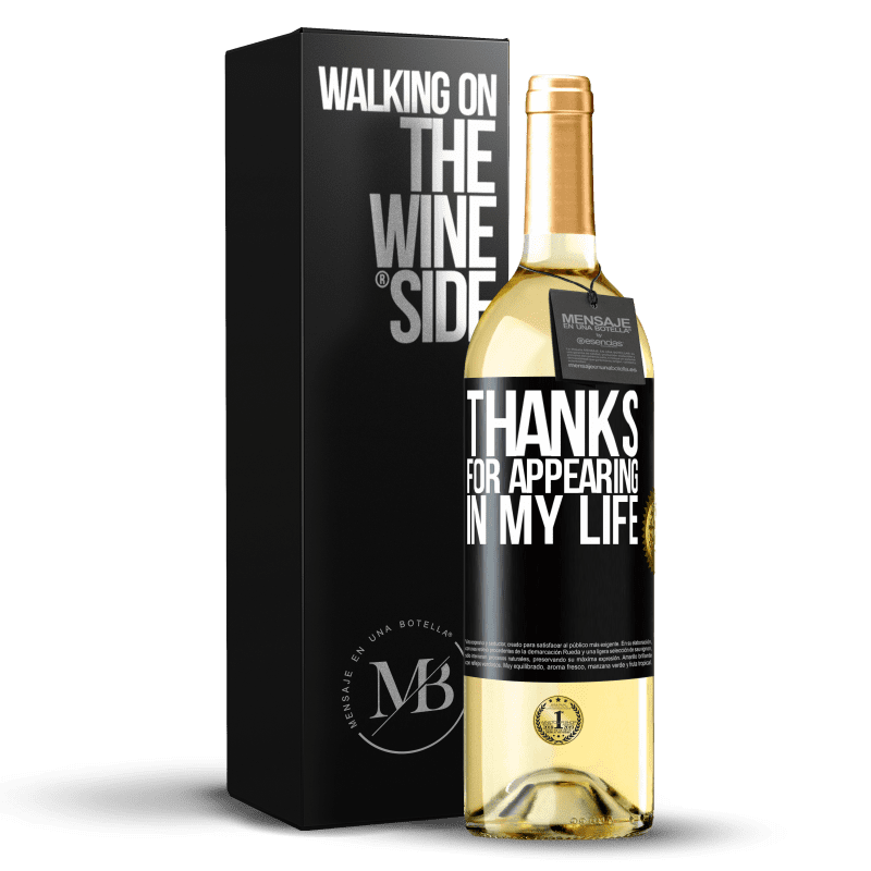 29,95 € Бесплатная доставка | Белое вино Издание WHITE Спасибо, что появился в моей жизни Черная метка. Настраиваемая этикетка Молодое вино Урожай 2023 Verdejo