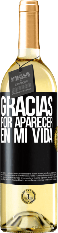 Envío gratis | Vino Blanco Edición WHITE Gracias por aparecer en mi vida Etiqueta Negra. Etiqueta personalizable Vino joven Cosecha 2023 Verdejo