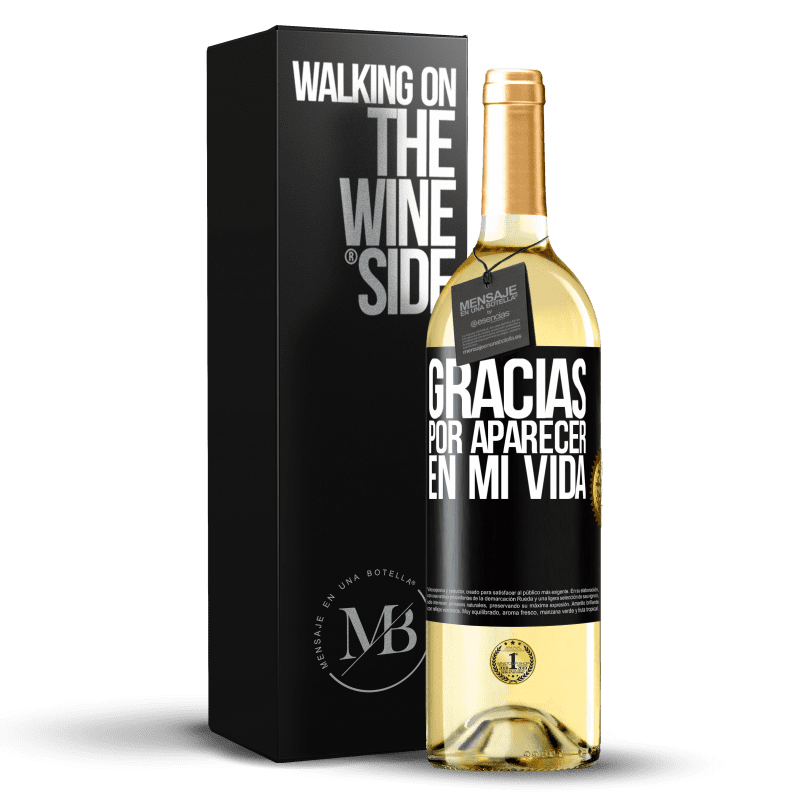 29,95 € Envío gratis | Vino Blanco Edición WHITE Gracias por aparecer en mi vida Etiqueta Negra. Etiqueta personalizable Vino joven Cosecha 2025 Verdejo