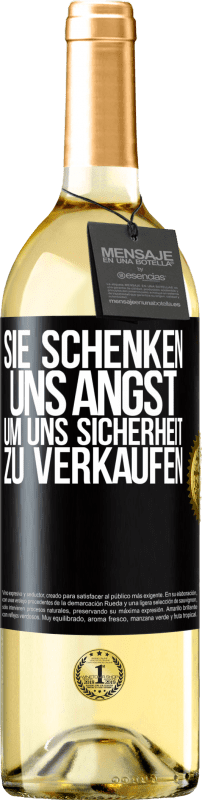 29,95 € | Weißwein WHITE Ausgabe Sie schenken uns Angst, um uns Sicherheit zu verkaufen Schwarzes Etikett. Anpassbares Etikett Junger Wein Ernte 2024 Verdejo