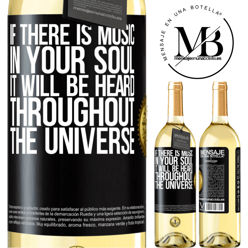 29,95 € Free Shipping | White Wine WHITE Edition If there is music in your soul, it will be heard throughout the universe Black Label. Customizable label Young wine Harvest 2022 Verdejo