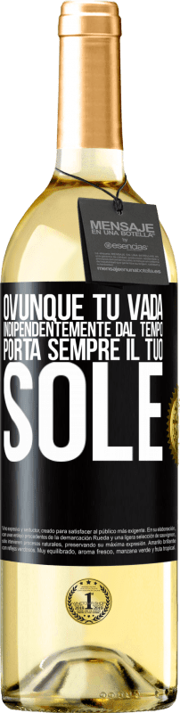 29,95 € Spedizione Gratuita | Vino bianco Edizione WHITE Ovunque tu vada, indipendentemente dal tempo, porta sempre il tuo sole Etichetta Nera. Etichetta personalizzabile Vino giovane Raccogliere 2023 Verdejo