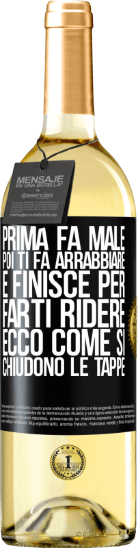 29,95 € | Vino bianco Edizione WHITE Prima fa male, poi ti fa arrabbiare e finisce per farti ridere. Ecco come si chiudono le tappe Etichetta Nera. Etichetta personalizzabile Vino giovane Raccogliere 2023 Verdejo