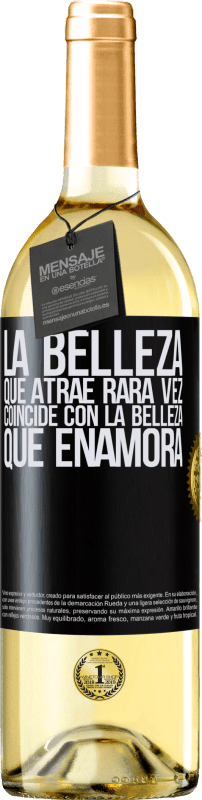 29,95 € Envío gratis | Vino Blanco Edición WHITE La belleza que atrae rara vez coincide con la belleza que enamora Etiqueta Negra. Etiqueta personalizable Vino joven Cosecha 2025 Verdejo