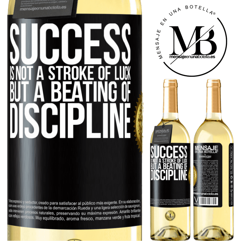 29,95 € Free Shipping | White Wine WHITE Edition Success is not a stroke of luck, but a beating of discipline Black Label. Customizable label Young wine Harvest 2022 Verdejo