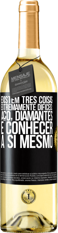 29,95 € | Vinho branco Edição WHITE Existem três coisas extremamente difíceis: aço, diamantes e conhecer a si mesmo Etiqueta Preta. Etiqueta personalizável Vinho jovem Colheita 2024 Verdejo