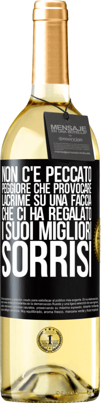 Spedizione Gratuita | Vino bianco Edizione WHITE Non c'è peccato peggiore che provocare lacrime su una faccia che ci ha regalato i suoi migliori sorrisi Etichetta Nera. Etichetta personalizzabile Vino giovane Raccogliere 2023 Verdejo