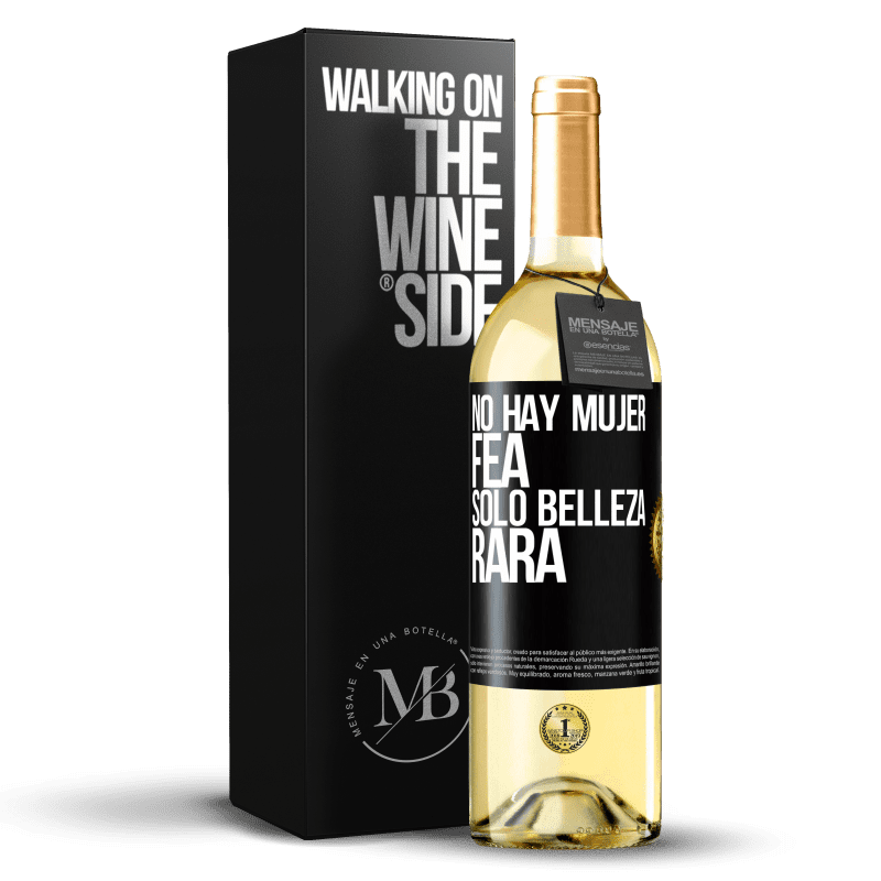 29,95 € Envío gratis | Vino Blanco Edición WHITE No hay mujer fea, solo belleza rara Etiqueta Negra. Etiqueta personalizable Vino joven Cosecha 2024 Verdejo